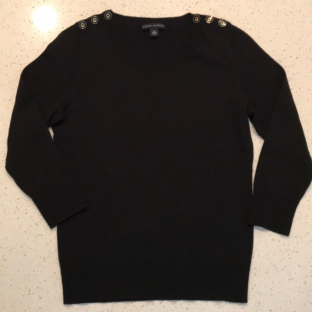 Banana Republic black 3/4 sleeve top S